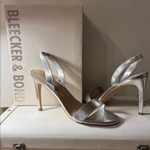 Bleecker & Bond Silver Slingback Heels